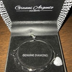 Sterling Silver Genuine Diamond Adjustable Bracelet